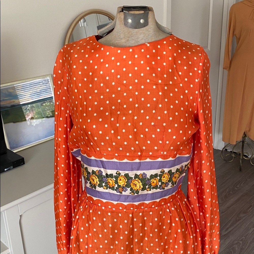 Vintage 1960s Orange Silk Mini Dress - Picture 2 of 15